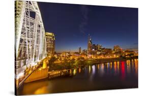 Skyline at Dusk over the Cumberland River in Nashville Tennessee-Chuck Haney-Stretched Canvas