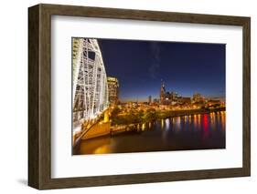 Skyline at Dusk over the Cumberland River in Nashville Tennessee-Chuck Haney-Framed Photographic Print