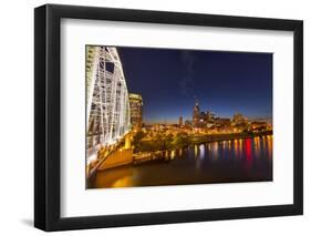 Skyline at Dusk over the Cumberland River in Nashville Tennessee-Chuck Haney-Framed Photographic Print