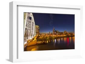 Skyline at Dusk over the Cumberland River in Nashville Tennessee-Chuck Haney-Framed Photographic Print