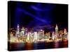 Skyline at Night Reflected in Victoria Harbour, Kowloon, Hong Kong-Russell Gordon-Stretched Canvas