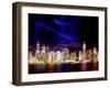 Skyline at Night Reflected in Victoria Harbour, Kowloon, Hong Kong-Russell Gordon-Framed Photographic Print