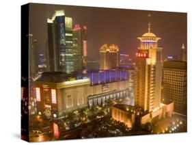 Skyline at Night, Shanghai, China-Michael DeFreitas-Stretched Canvas