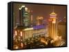 Skyline at Night, Shanghai, China-Michael DeFreitas-Framed Stretched Canvas