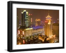 Skyline at Night, Shanghai, China-Michael DeFreitas-Framed Photographic Print