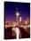 Skyline at night with Chicago River and Sears Tower, Chicago, Illinois, USA-Alan Klehr-Stretched Canvas