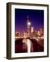 Skyline at night with Chicago River and Sears Tower, Chicago, Illinois, USA-Alan Klehr-Framed Photographic Print