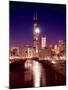 Skyline at night with Chicago River and Sears Tower, Chicago, Illinois, USA-Alan Klehr-Mounted Photographic Print