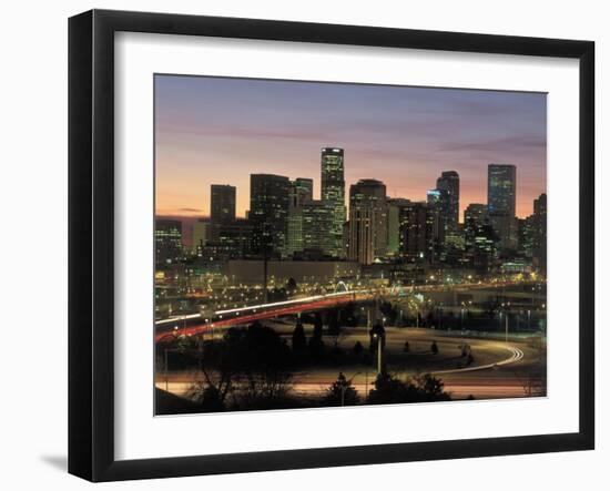 Skyline at Sunrise, Denver, CO-Tom Dietrich-Framed Premium Photographic Print