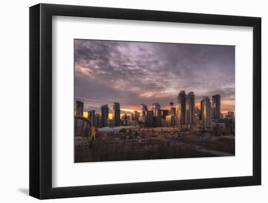 Skyline at sunset, Calgary, Alberta, Canada, North America-JIA HE-Framed Photographic Print