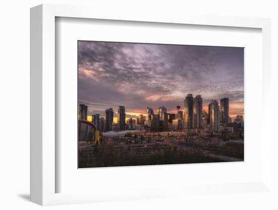 Skyline at sunset, Calgary, Alberta, Canada, North America-JIA HE-Framed Photographic Print