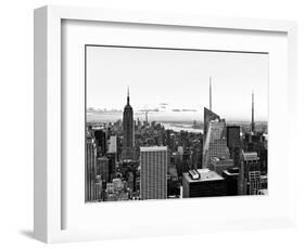 Skyline at Sunset, Empire State Building, Manhattan, United States, Black and White Photography-Philippe Hugonnard-Framed Photographic Print