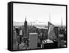 Skyline at Sunset, Empire State Building, Manhattan, United States, Black and White Photography-Philippe Hugonnard-Framed Stretched Canvas