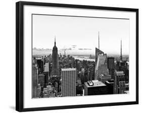 Skyline at Sunset, Empire State Building, Manhattan, United States, Black and White Photography-Philippe Hugonnard-Framed Photographic Print