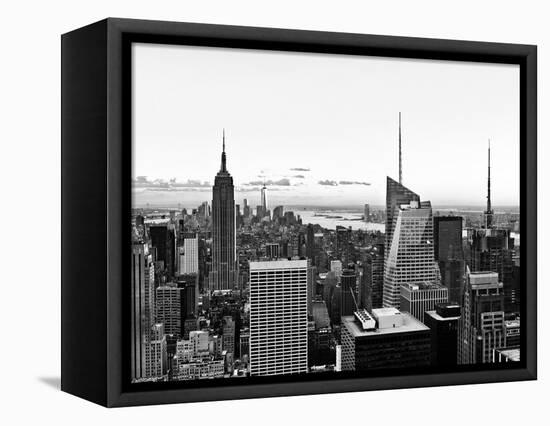 Skyline at Sunset, Empire State Building, Manhattan, United States, Black and White Photography-Philippe Hugonnard-Framed Stretched Canvas