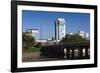 Skyline by the Arkansas River, Wichita, Kansas, USA-Walter Bibikow-Framed Photographic Print