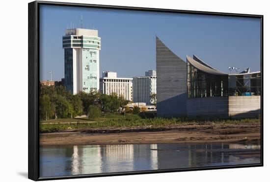 Skyline by the Arkansas River, Wichita, Kansas, USA-Walter Bibikow-Framed Photographic Print