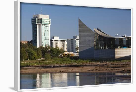 Skyline by the Arkansas River, Wichita, Kansas, USA-Walter Bibikow-Framed Photographic Print