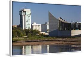 Skyline by the Arkansas River, Wichita, Kansas, USA-Walter Bibikow-Framed Photographic Print