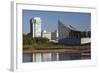 Skyline by the Arkansas River, Wichita, Kansas, USA-Walter Bibikow-Framed Photographic Print