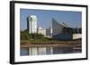 Skyline by the Arkansas River, Wichita, Kansas, USA-Walter Bibikow-Framed Photographic Print