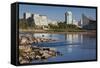 Skyline by the Arkansas River, Wichita, Kansas, USA-Walter Bibikow-Framed Stretched Canvas