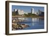 Skyline by the Arkansas River, Wichita, Kansas, USA-Walter Bibikow-Framed Photographic Print