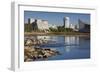 Skyline by the Arkansas River, Wichita, Kansas, USA-Walter Bibikow-Framed Photographic Print