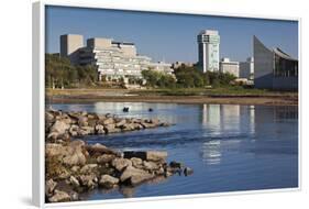 Skyline by the Arkansas River, Wichita, Kansas, USA-Walter Bibikow-Framed Photographic Print