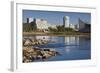 Skyline by the Arkansas River, Wichita, Kansas, USA-Walter Bibikow-Framed Photographic Print