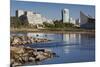 Skyline by the Arkansas River, Wichita, Kansas, USA-Walter Bibikow-Mounted Photographic Print