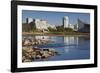 Skyline by the Arkansas River, Wichita, Kansas, USA-Walter Bibikow-Framed Photographic Print