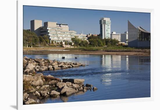 Skyline by the Arkansas River, Wichita, Kansas, USA-Walter Bibikow-Framed Photographic Print