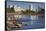 Skyline by the Arkansas River, Wichita, Kansas, USA-Walter Bibikow-Framed Stretched Canvas