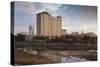 Skyline by the Arkansas River, Wichita, Kansas, USA-Walter Bibikow-Stretched Canvas