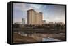 Skyline by the Arkansas River, Wichita, Kansas, USA-Walter Bibikow-Framed Stretched Canvas