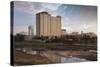 Skyline by the Arkansas River, Wichita, Kansas, USA-Walter Bibikow-Stretched Canvas