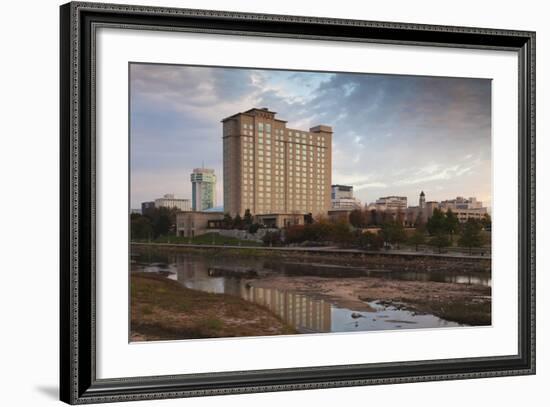 Skyline by the Arkansas River, Wichita, Kansas, USA-Walter Bibikow-Framed Photographic Print