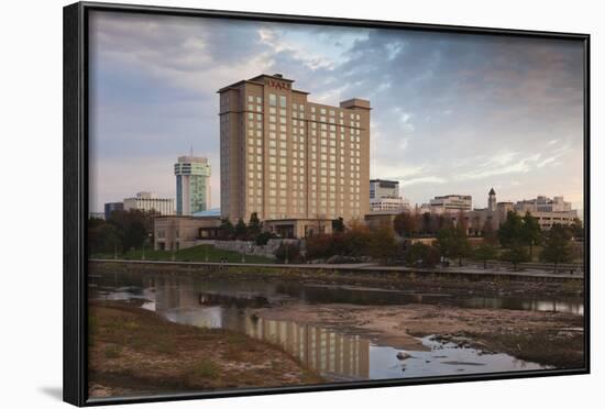 Skyline by the Arkansas River, Wichita, Kansas, USA-Walter Bibikow-Framed Photographic Print