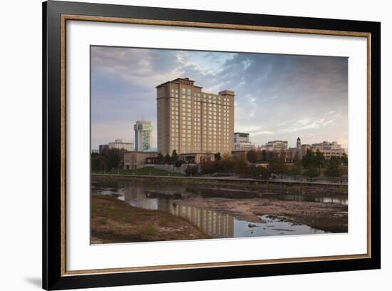 Skyline by the Arkansas River, Wichita, Kansas, USA-Walter Bibikow-Framed Photographic Print