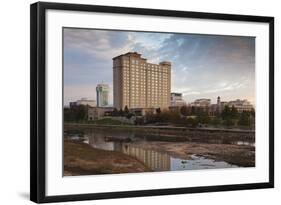 Skyline by the Arkansas River, Wichita, Kansas, USA-Walter Bibikow-Framed Photographic Print