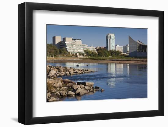 Skyline by the Arkansas River, Wichita, Kansas, USA-Walter Bibikow-Framed Photographic Print