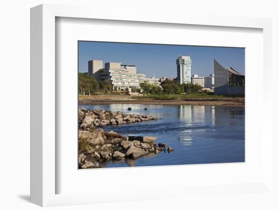 Skyline by the Arkansas River, Wichita, Kansas, USA-Walter Bibikow-Framed Photographic Print