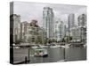 Skyline from Granville Island, Vancouver, British Columbia, Canada-David Herbig-Stretched Canvas