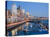 Skyline from Pier 66 with Elliott Bay, Seattle, Washington, USA-Jamie & Judy Wild-Stretched Canvas