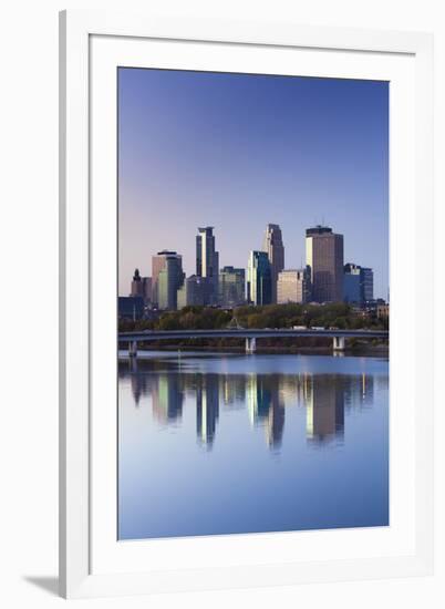 Skyline from the Mississippi River, Minneapolis, Minnesota, USA-Walter Bibikow-Framed Photographic Print