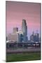 Skyline from the Missouri River at Dawn, Omaha, Nebraska, USA-Walter Bibikow-Mounted Photographic Print