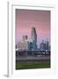 Skyline from the Missouri River at Dawn, Omaha, Nebraska, USA-Walter Bibikow-Framed Photographic Print