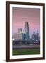 Skyline from the Missouri River at Dawn, Omaha, Nebraska, USA-Walter Bibikow-Framed Photographic Print