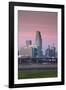 Skyline from the Missouri River at Dawn, Omaha, Nebraska, USA-Walter Bibikow-Framed Photographic Print